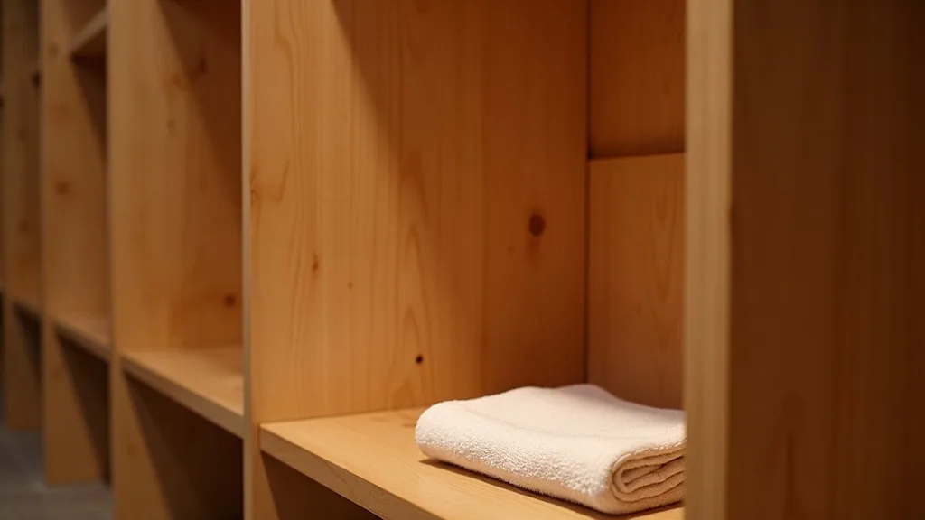 banc de vestiaire en bois avec serviette pliée et casier ouvert vide a Lyon